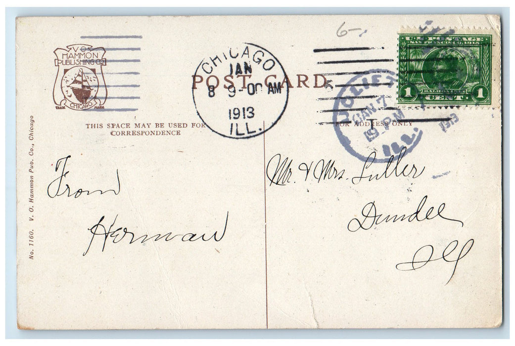 1913 Illinois State Penitentiary Joliet Illinois IL Prisoners Marching Postcard