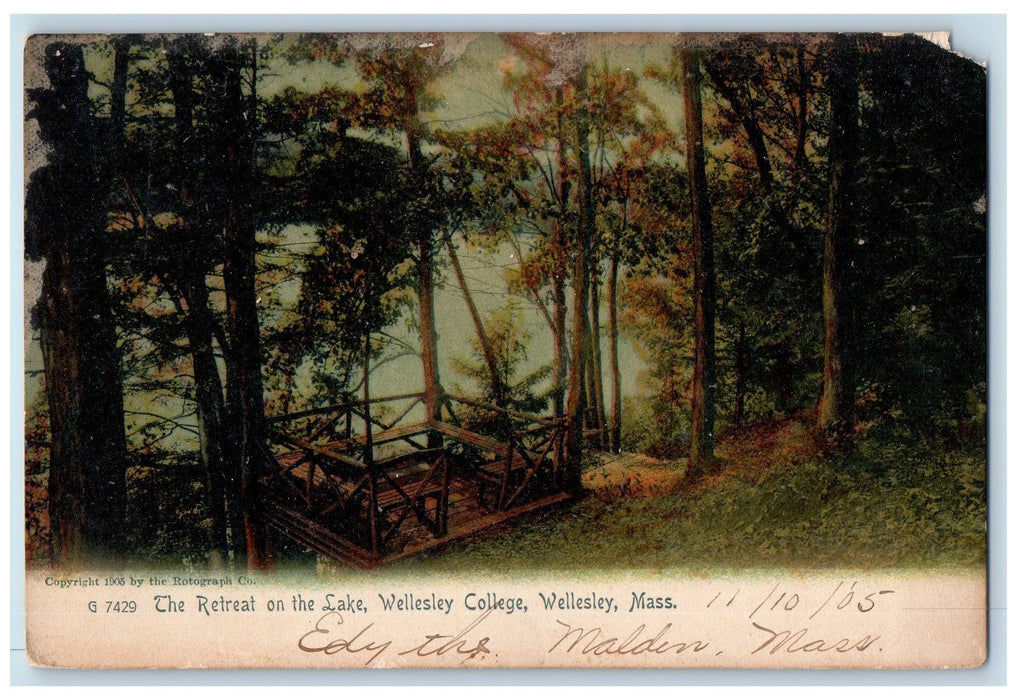 1905 The Retreat On Lake Forest View Wellesley College Massachusetts MA Postcard
