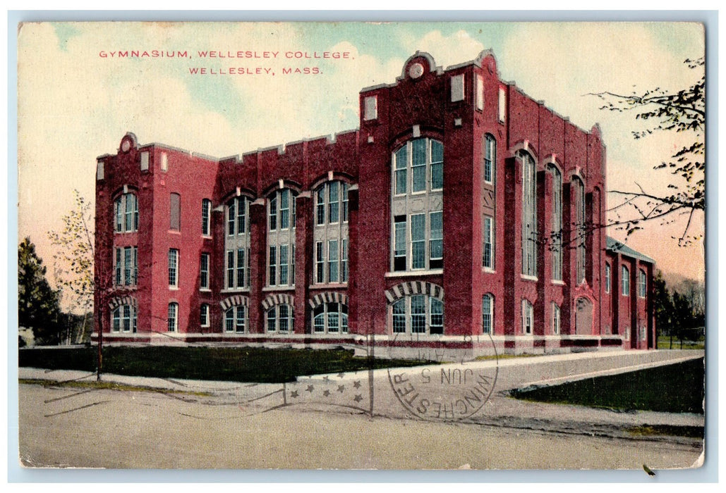 1911 Gymnasium Building Dirt Road Wellesley College Massachusetts MA Postcard