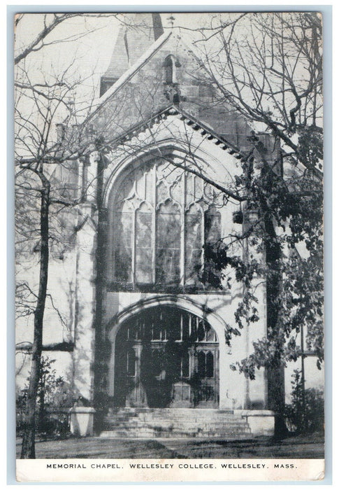 c1940 Memorial Chapel Wellesley College Entrance View Massachusetts MA Postcard