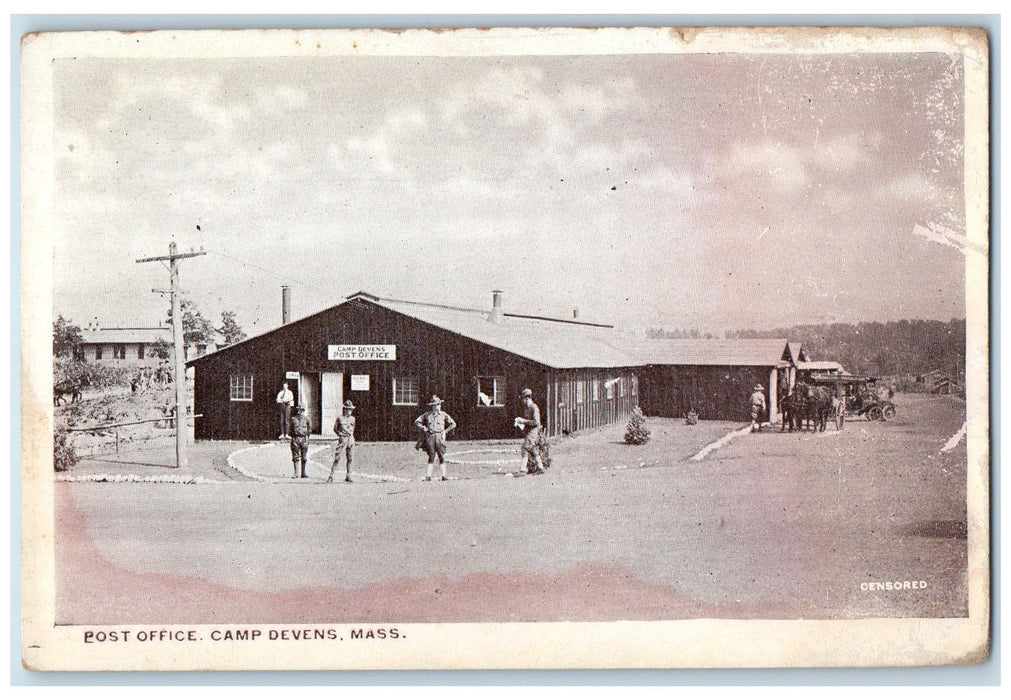 c1920's Post Office Camp Devens Scene Massachusetts MA Unposted Postmen Postcard