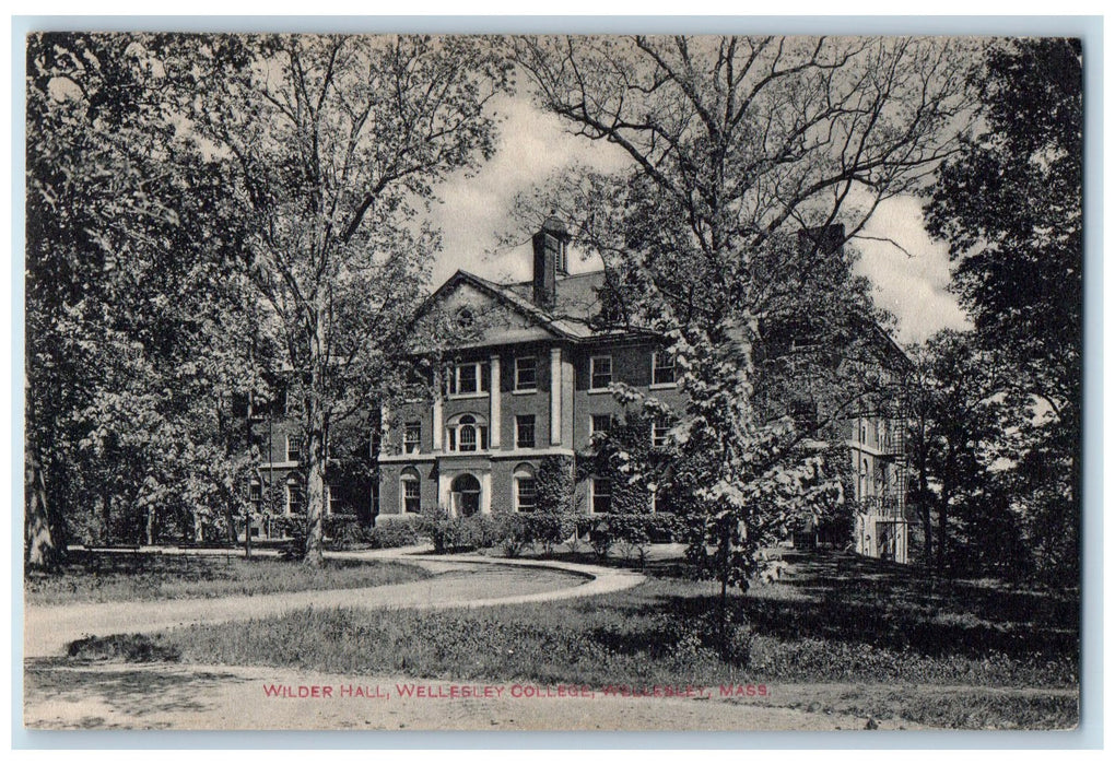 1912 Wilder Hall Building Wellesley College Wellesley Massachusetts MA Postcard