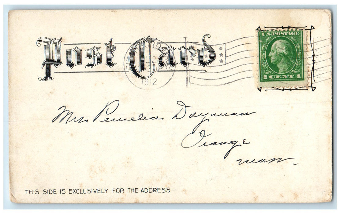1912 Post Office Exterior Roadside Fitchburg Massachusetts MA Posted Postcard