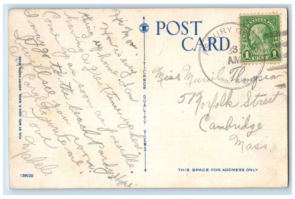 1942 The Old Asbury House And Post Office Asbury Grove Massachusetts MA Postcard