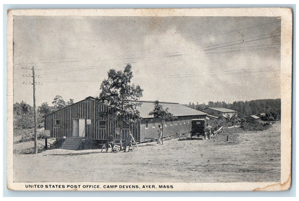 1917 United States Post Office Camp Devens Ayer Massachusetts MA Posted Postcard