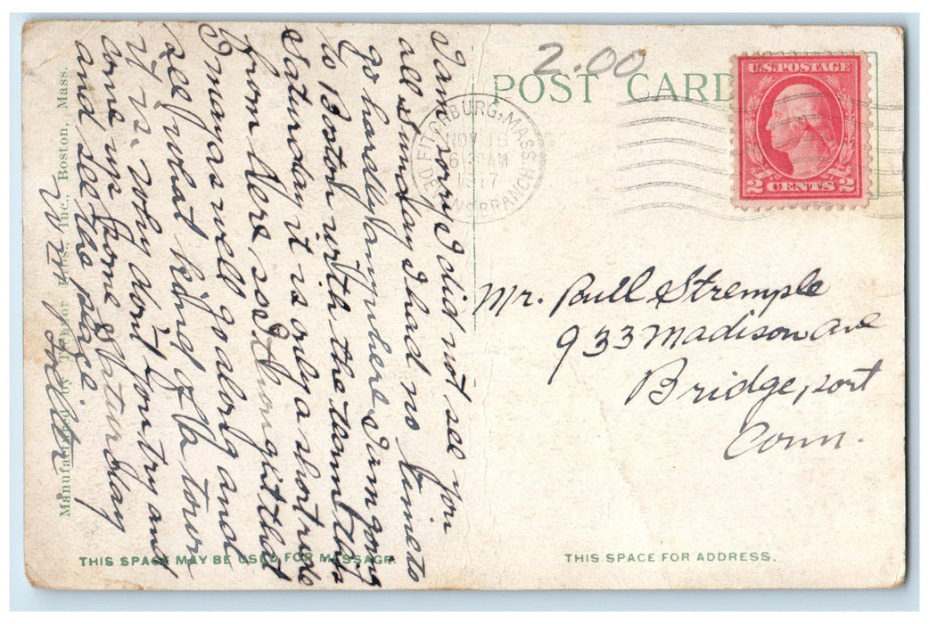 1917 United States Post Office Camp Devens Ayer Massachusetts MA Posted Postcard