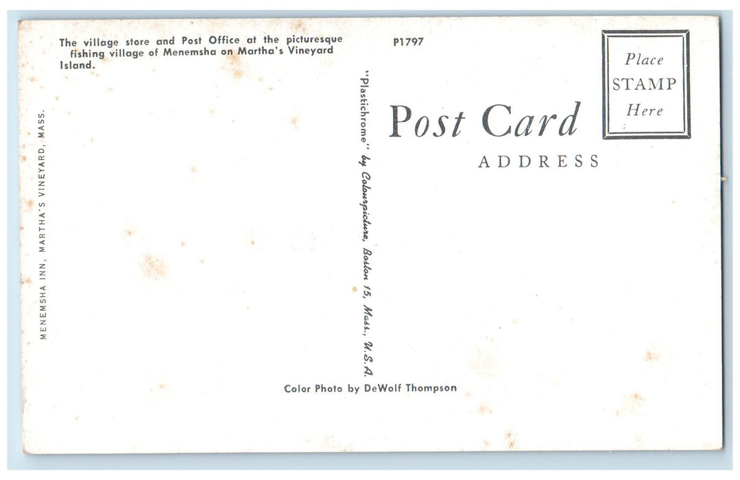 c1960s The Village Store Post Office Martha's Vineyard Massachusetts MA Postcard