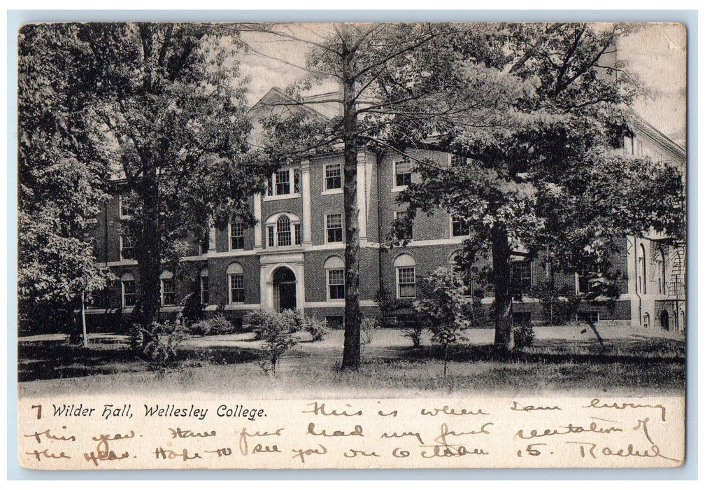 1908 Wilder Hall Building Front View Wellesley College Massachusetts MA Postcard