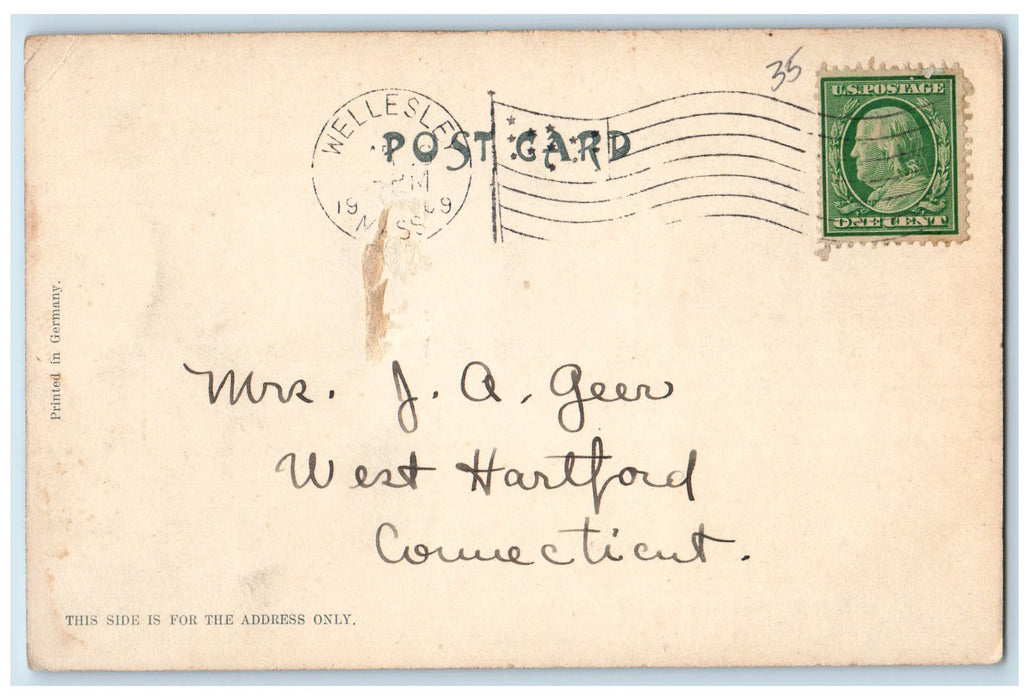 1909 Noanett House Building View Trees Path Wellesley Massachusetts MA Postcard