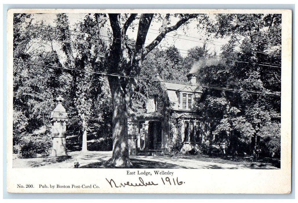 c1905 East Lodge Restaurant Building Chimney Wellesley Massachusetts MA Postcard