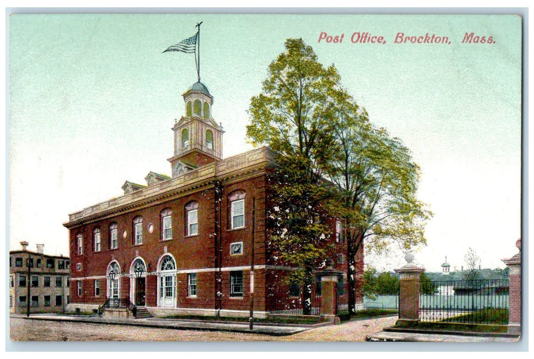 c1910's Post Office Exterior Roadside Brocton Massachusetts MA Unposted Postcard