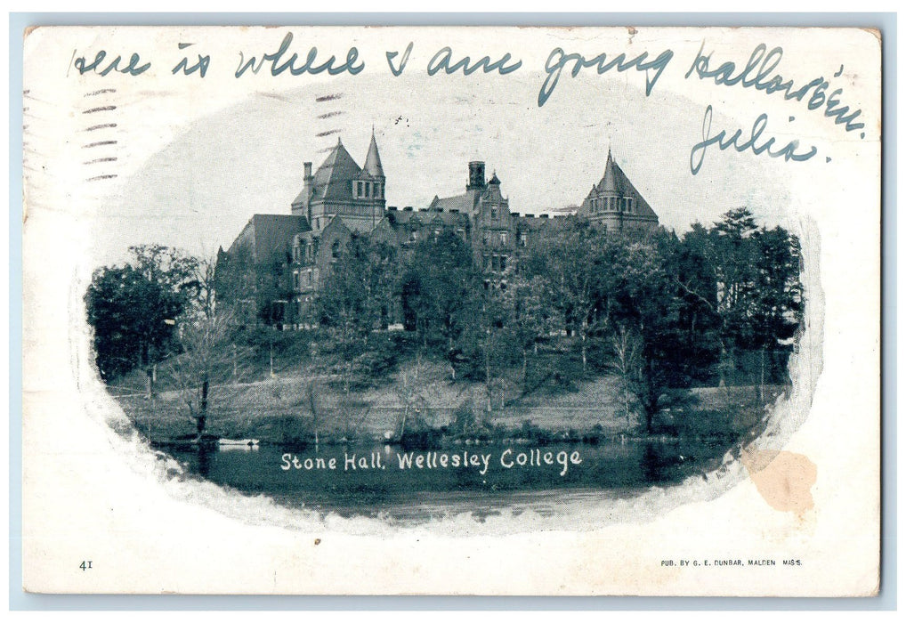 1906 Stone Hall Grove Building View Wellesley College Massachusetts MA Postcard