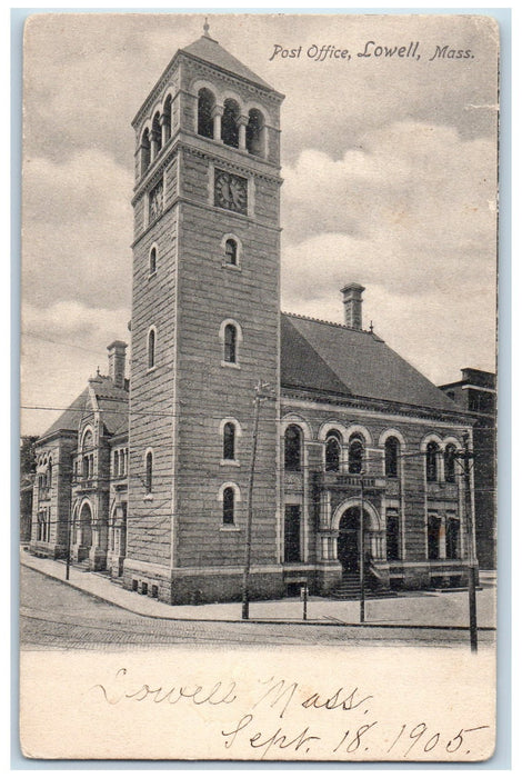 c1905's The Post Office Roadside Scene Lowell Massachusetts MA Unposted Postcard