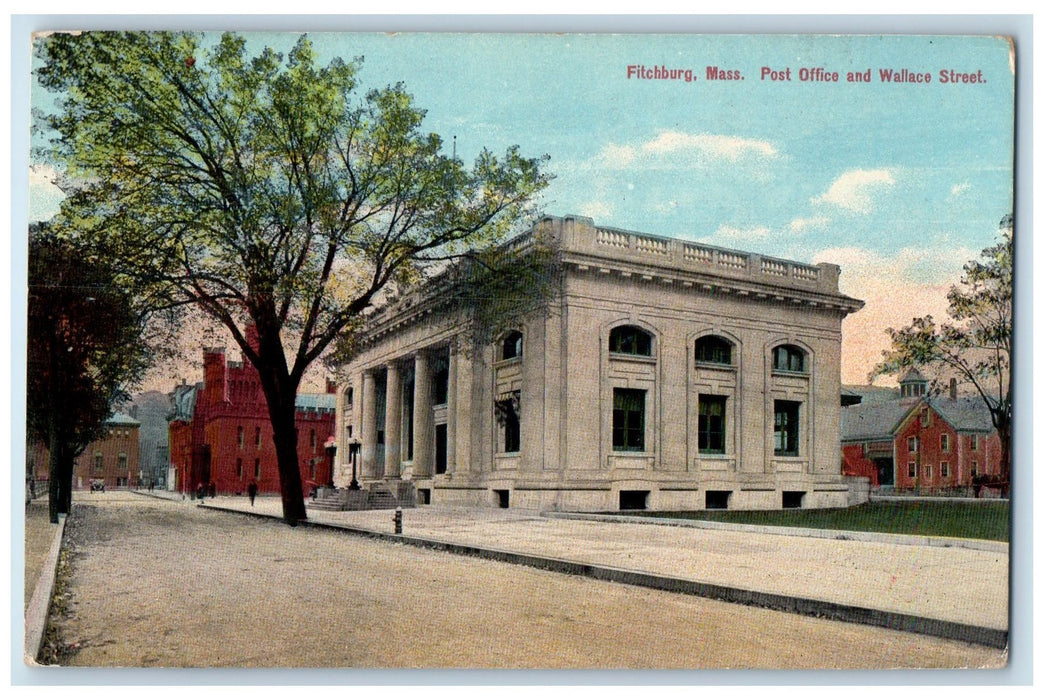 c1910's Post Office Wallace Street Fitchburg Massachusetts MA Unposted Postcard