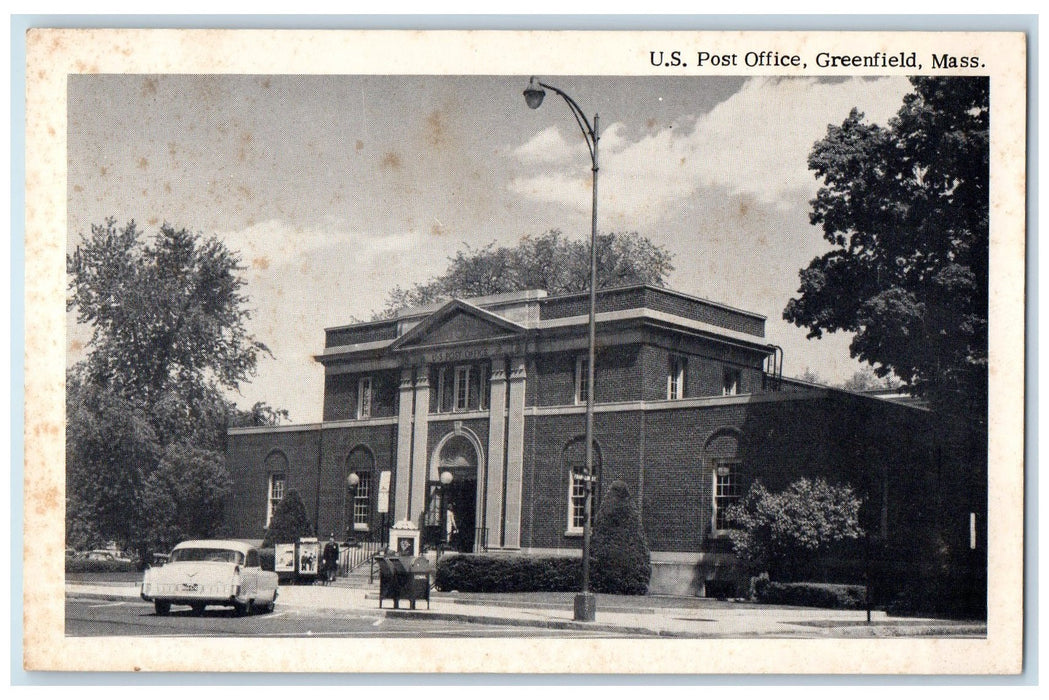 c1920's United Stated Post Office Greenfield Massachusetts MA Unposted Postcard