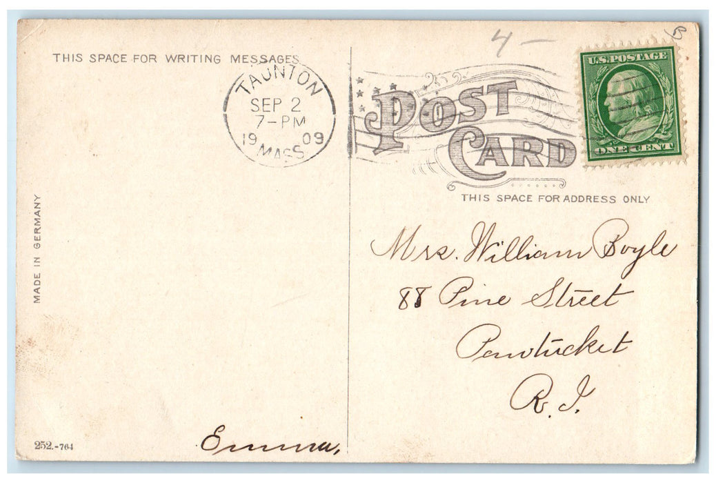 1909 Yacht Club Restaurant Lake Boat Bridge Taunton Massachusetts MA Postcard