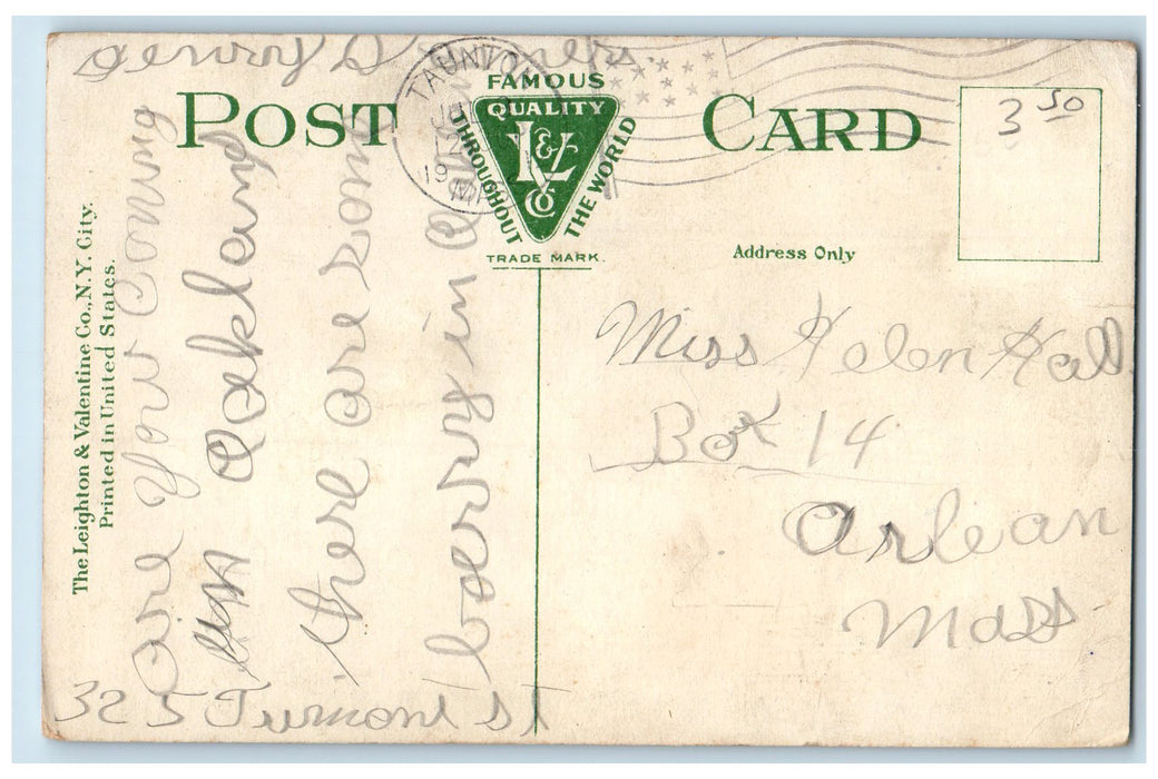 c1910 St. Mary's Catholic Church Square View Dirt Road Cross Taunton MA Postcard