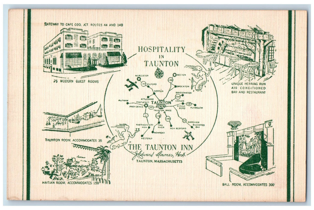 c1940's Taunton Inn Restaurant Composite View Taunton Massachusetts MA Postcard