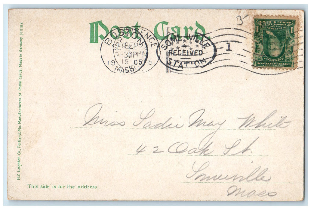 1905 Post Office Court House View Horse Carriage Lined Trees Taunton MA Postcard