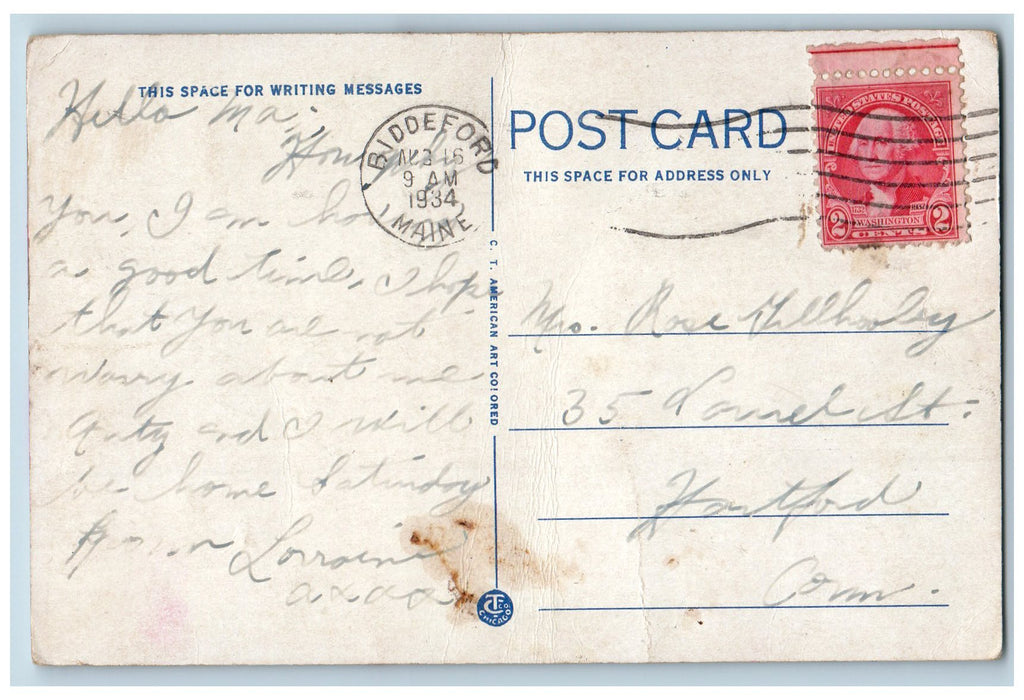 1934 St. Andrews Church Building View Three Doors Biddeford Maine ME Postcard