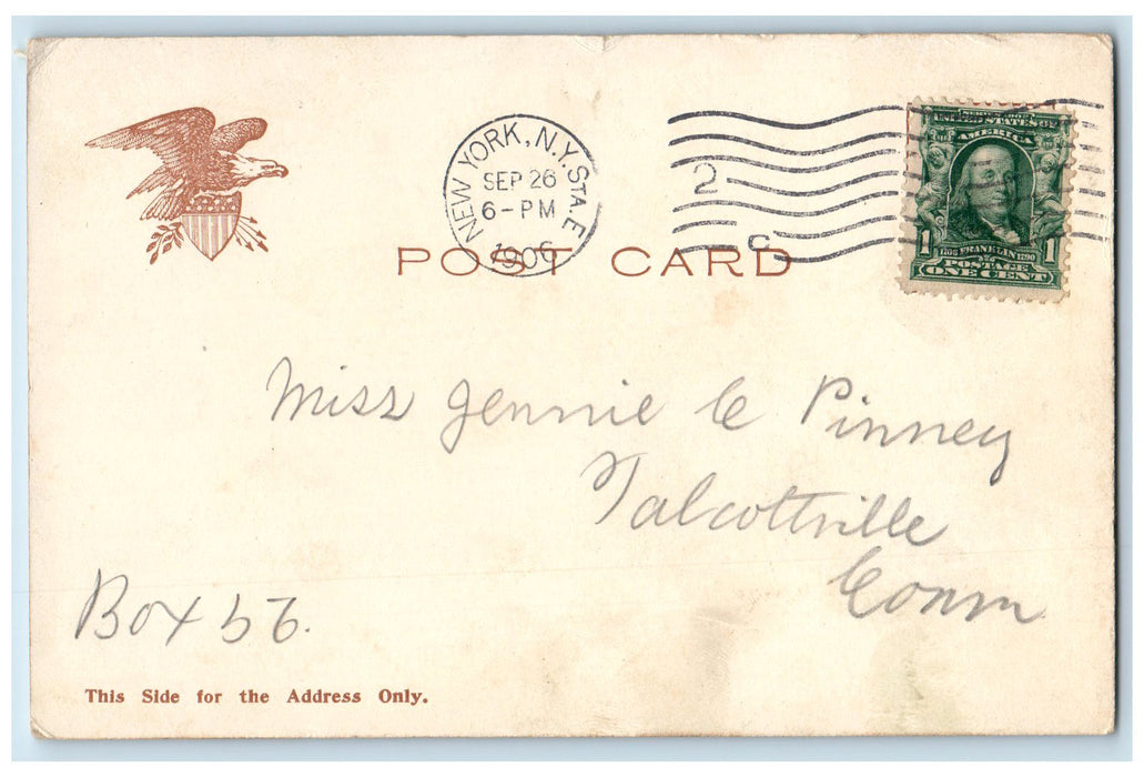 1906 Harbor Scene Steamship Boats View New York NY Posted Antique Flag Postcard