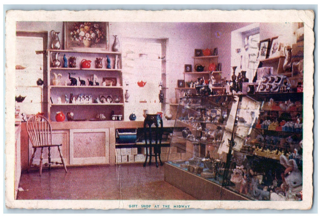 1941 Gift Shop At The Midway Scene PA Posted Howard Johnson Restaurant Postcard