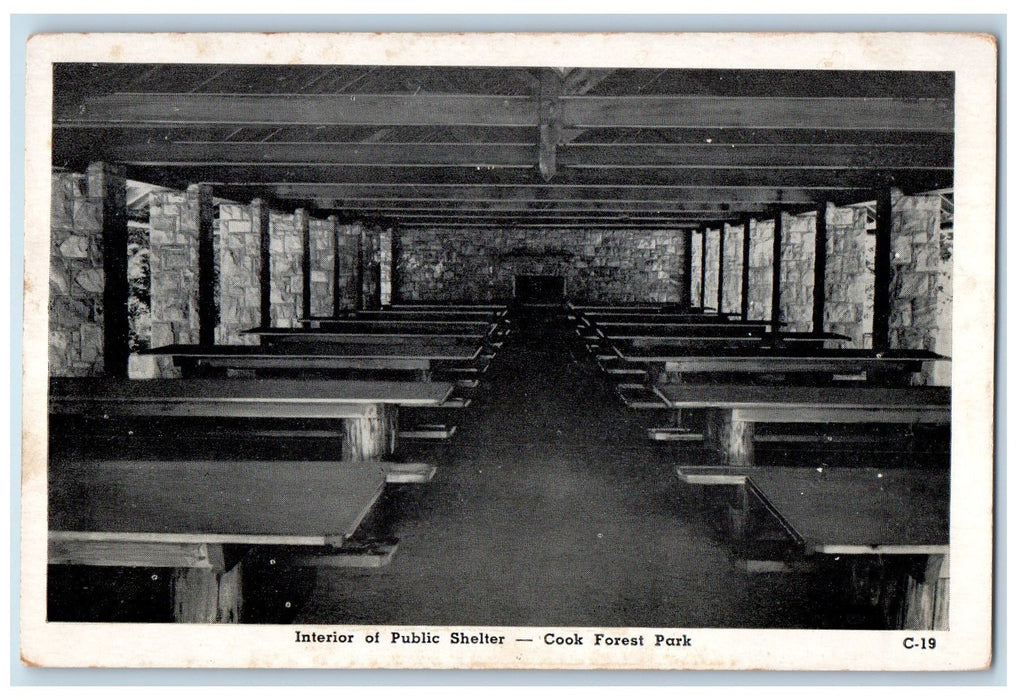 c1960's Interior Of Public Shelter Cook Forest Park Pennsylvania PA Postcard