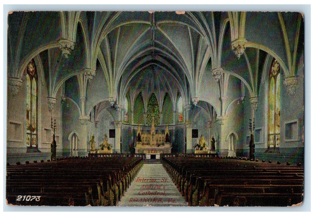 c1910's Interior St. Andrew's Cathedral Roanoke Virginia VA Unposted Postcard