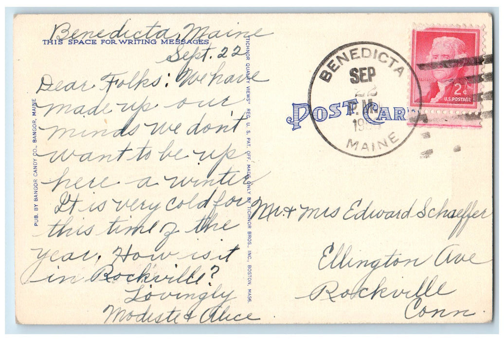 1956 Eastern Maine General Hospital Building Benedicta Bangor Maine ME Postcard