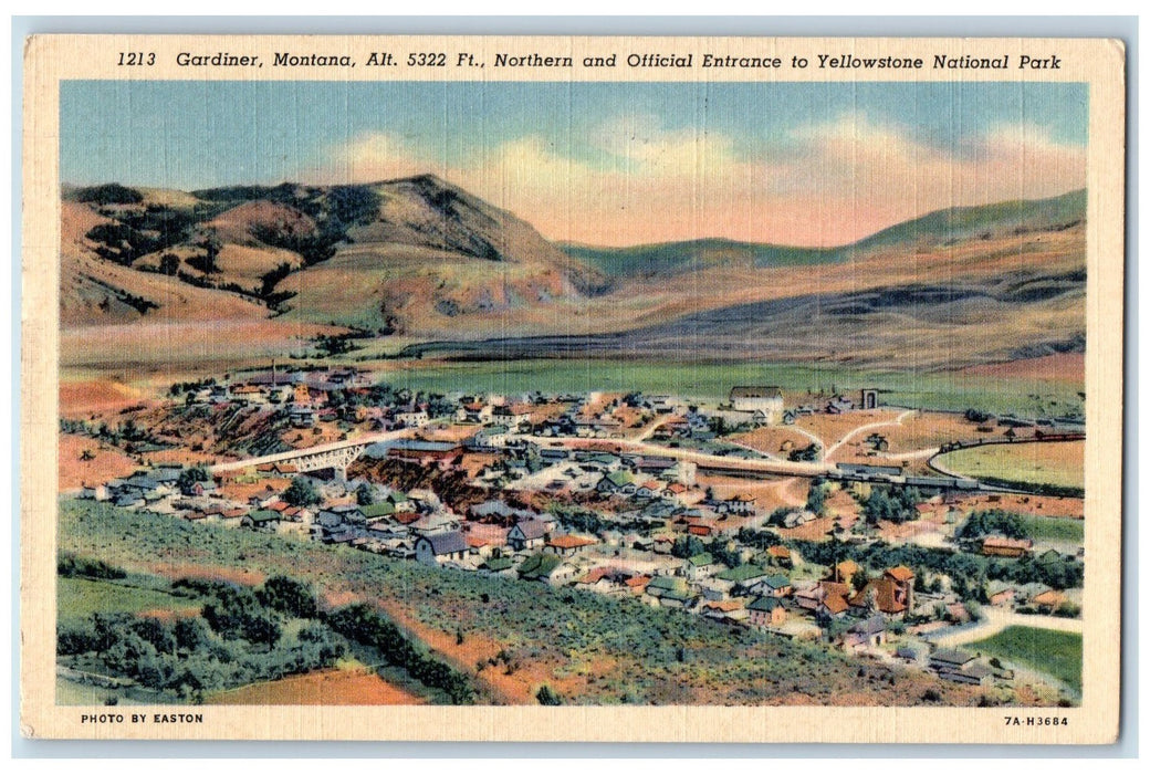 1958 Gardiner Montana Official Entrance Yellow Stone National Park MT Postcard