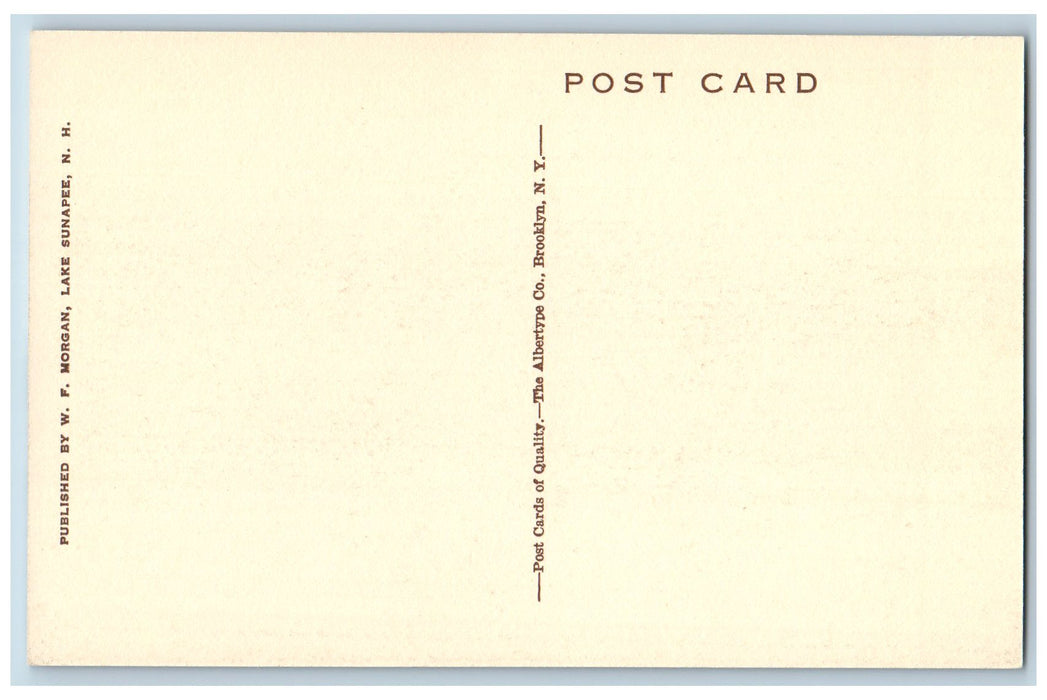 c1950 Burkehaven Hotel Restaurant Building Flag Chimney Lake Sunapee NH Postcard