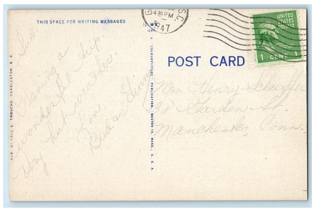 1947 Ocean Forest Country Club Restaurant Umbrellas Myrtle Beach SC Postcard