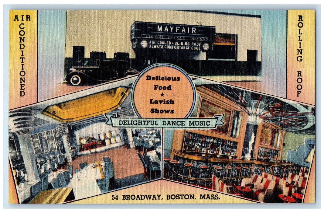 c1950's Mayfair Restaurant Night Club Broadway Boston Massachusetts MA Postcard