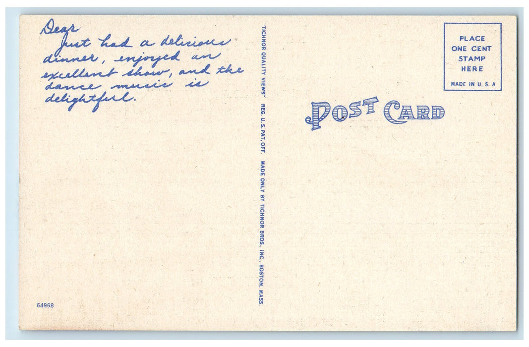 c1950's Mayfair Restaurant Night Club Broadway Boston Massachusetts MA Postcard