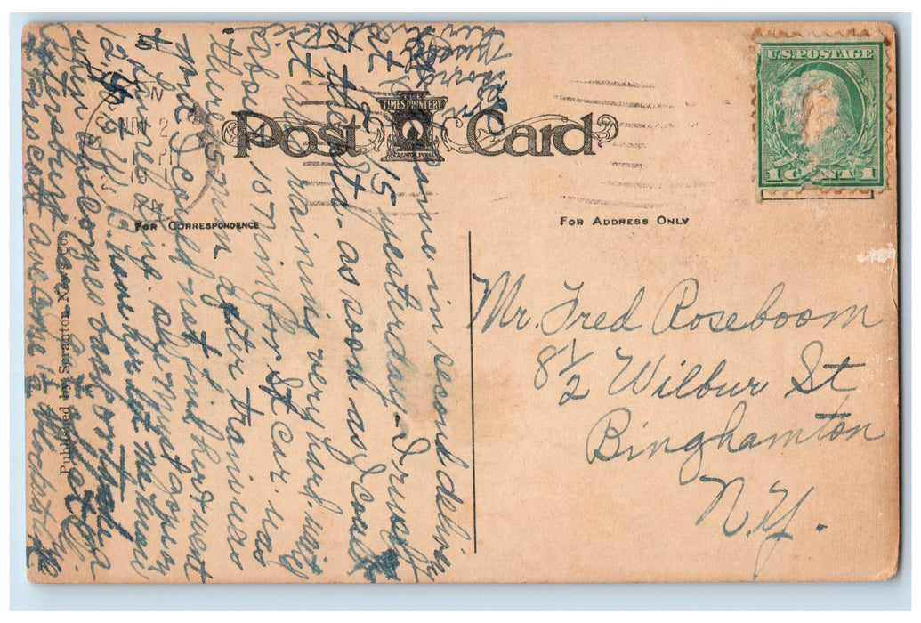 1911 Elm Park Methodist Episcopal Church Interior Scranton PA Posted Postcard