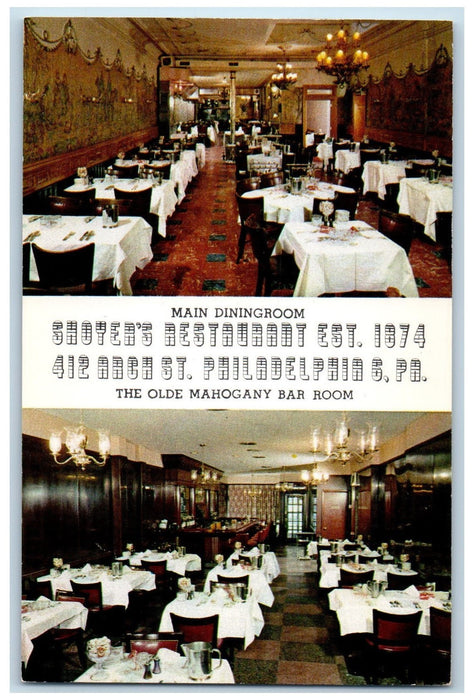 c1960s Shoyer's Restaurant Olde Mahogany & Dining Room Philadelphia PA Postcard