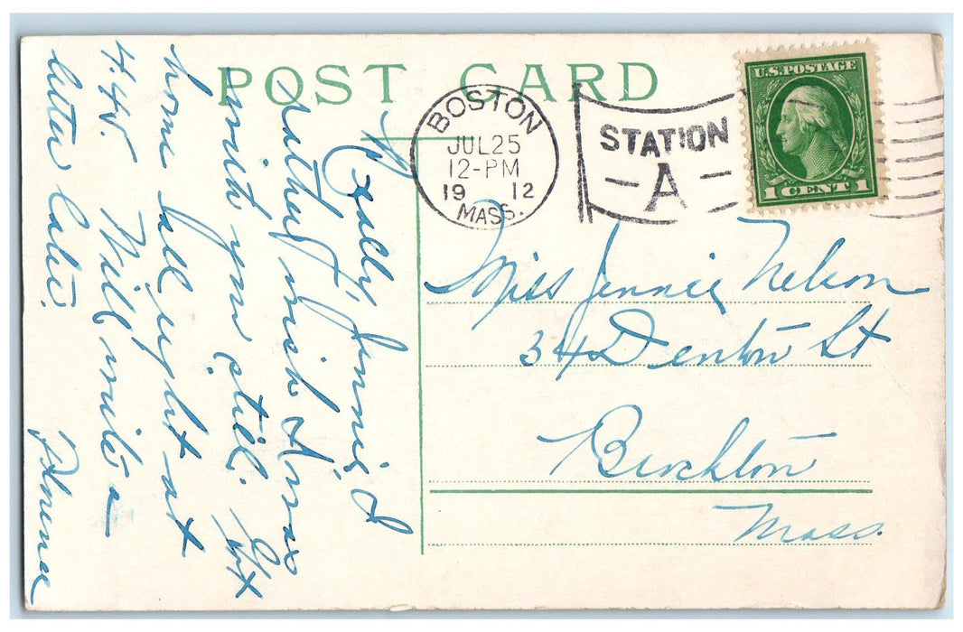 1912 Romance Taking It Easy Forest Dating Boston Massachusetts MA Postcard