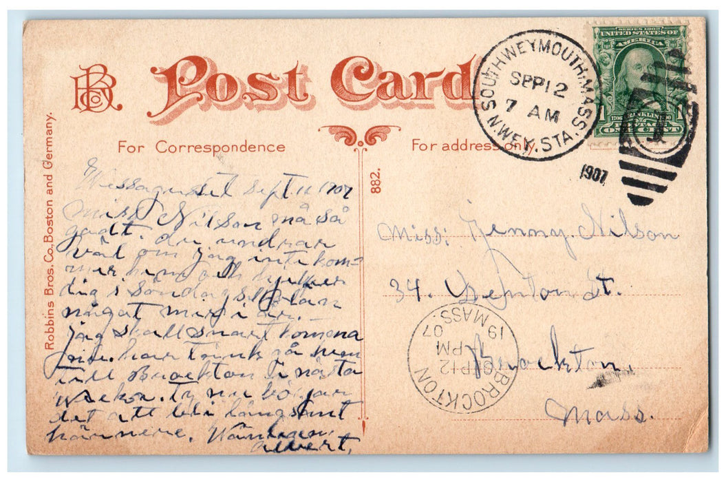 1907 The Graves Light Bridge Boston Harbor Massachusetts MA Antique Postcard