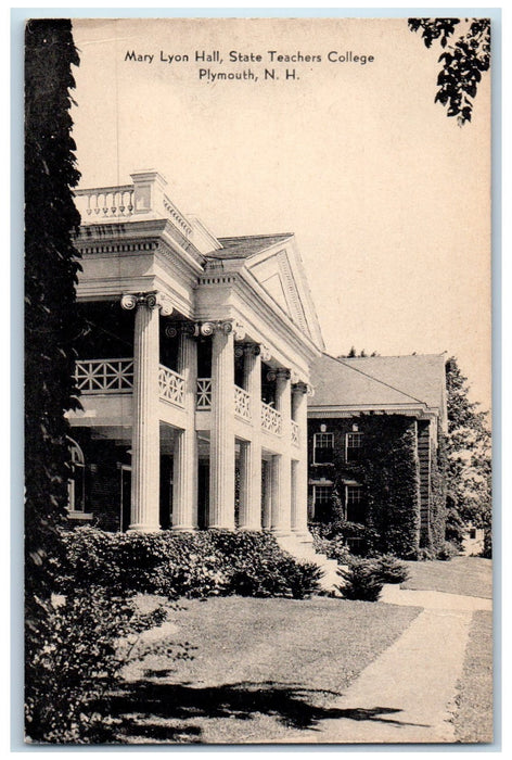 c1950's Mary Lyon Hall State Teachers College Building View Plymouth NH Postcard