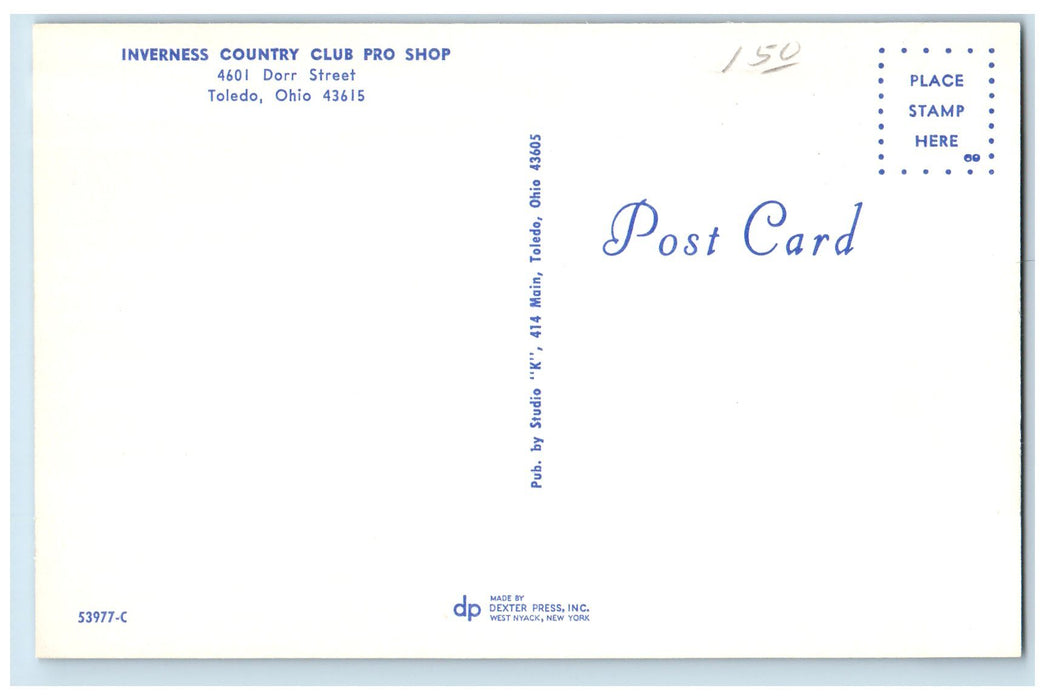 c1960's Inverness Country Club Interior Pro Shop Toledo Ohio OH Posted Postcard