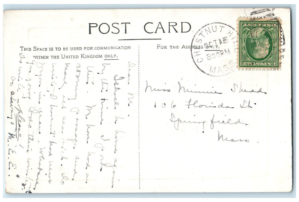 c1920 Cunard RMS Saxonia Ivernia Passenger Steam Ship Chestnut Hill MA Postcard
