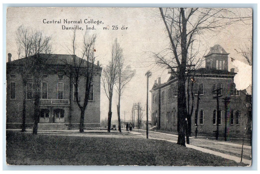 c1940's Central Normal College Exterior Danville Indiana IN Unposted Postcard
