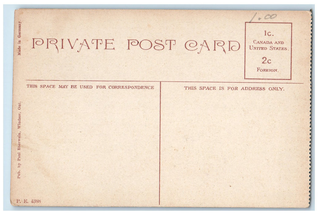 c1910's Ferry Landing Building Scene Windsor Canada CA Unposted Shops Postcard