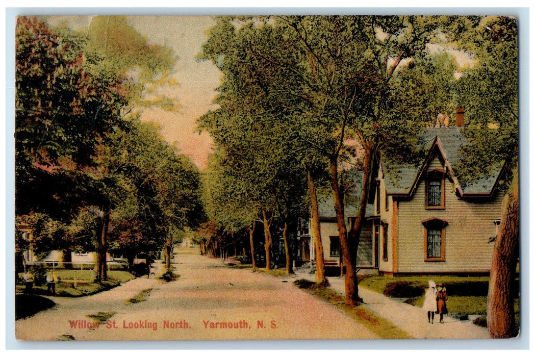 c1910's Willow St. Looking North Yarmouth Nova Scotia Canada CA Houses Postcard