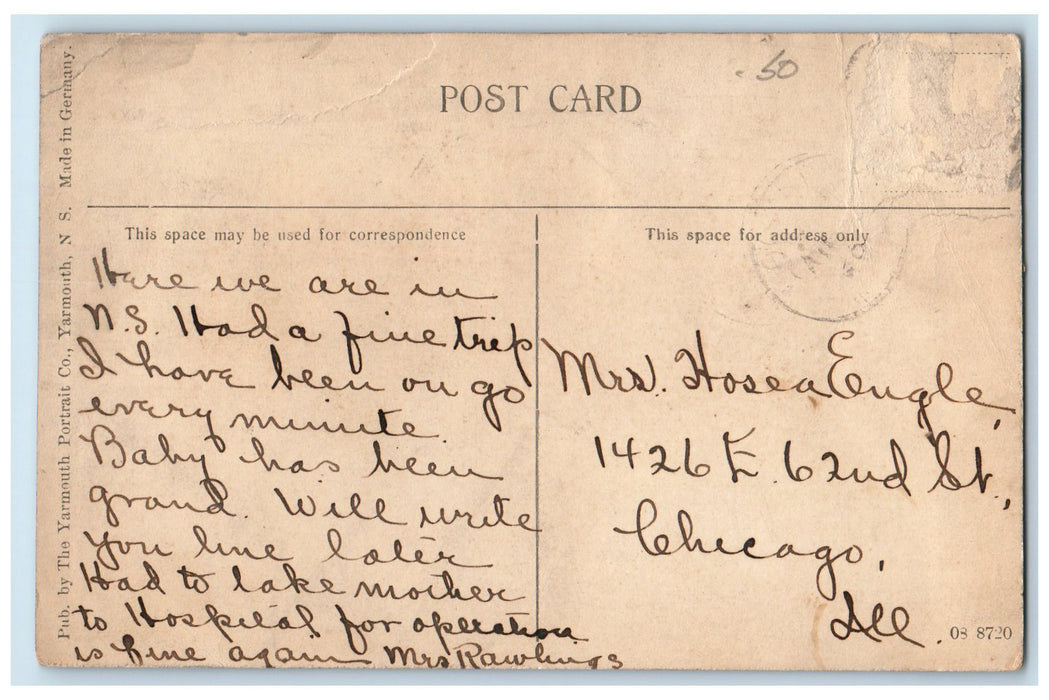 c1910's Willow St. Looking North Yarmouth Nova Scotia Canada CA Houses Postcard