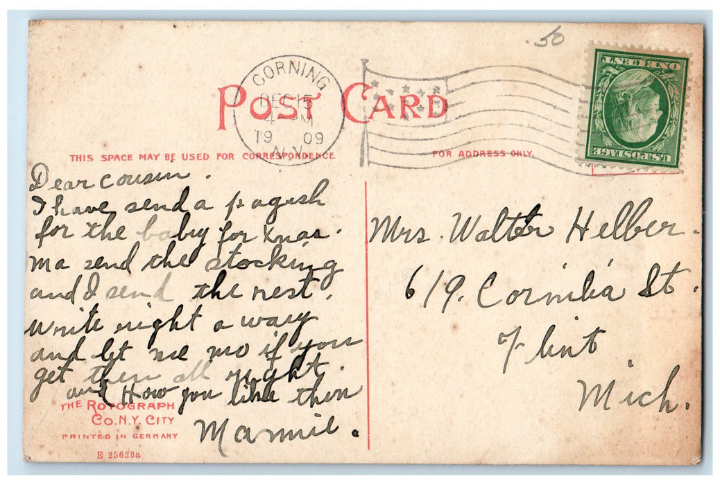 1909 Overhead Bridge & Seventh Ward Corning New York NY Posted Houses Postcard