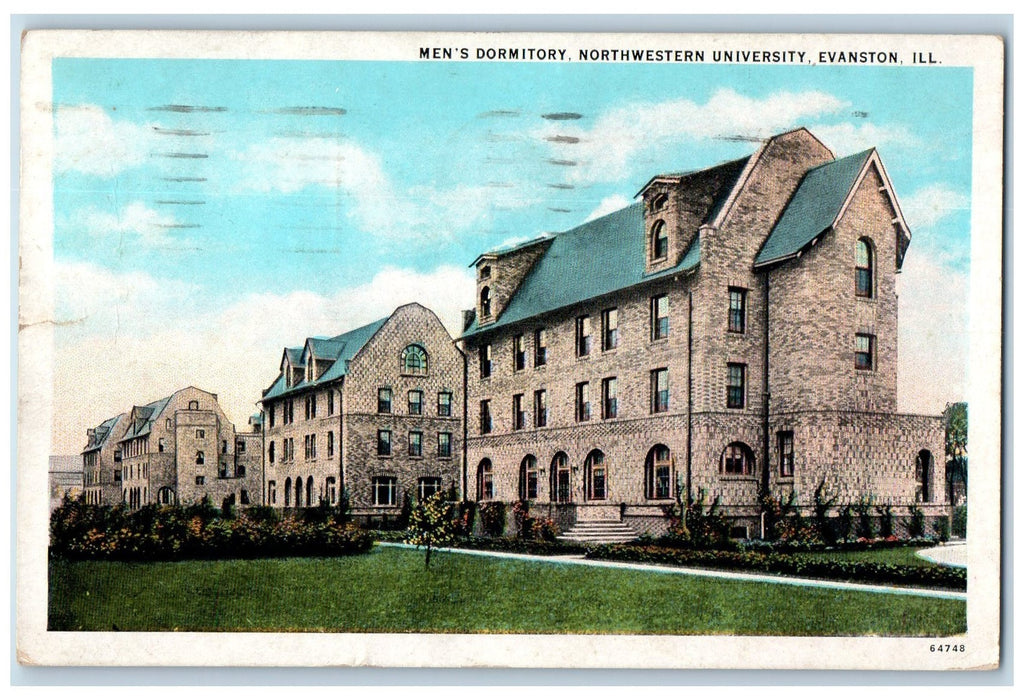 1941 Men's Dormitory Northwestern University View Evanston Illinois IL Postcard