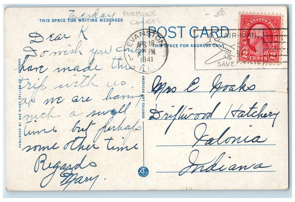 1941 Men's Dormitory Northwestern University View Evanston Illinois IL Postcard