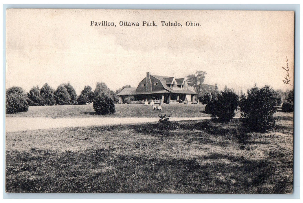 1908 Pavilion Ottawa Park People Scene Toledo Ohio OH Posted Antique Postcard