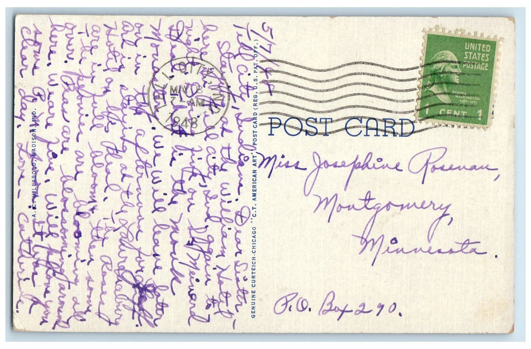 1948 Tunnel Falls Scene Flowers Trees Madison Indiana IN Posted Vintage Postcard